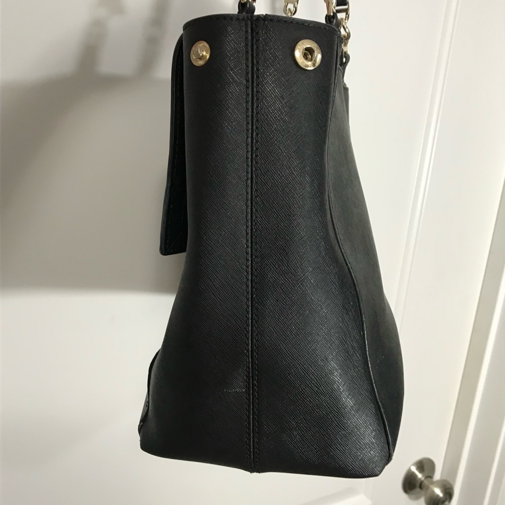 kate spade Large Black Satchel with Beige Bow Trim - Picture 3 of 11